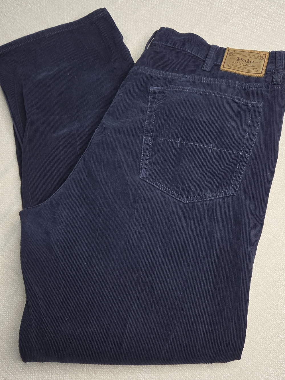 Polo Ralph Lauren Corduroy Pants Men's 40x30 Navy Blue 5 Pocket Straight Leg